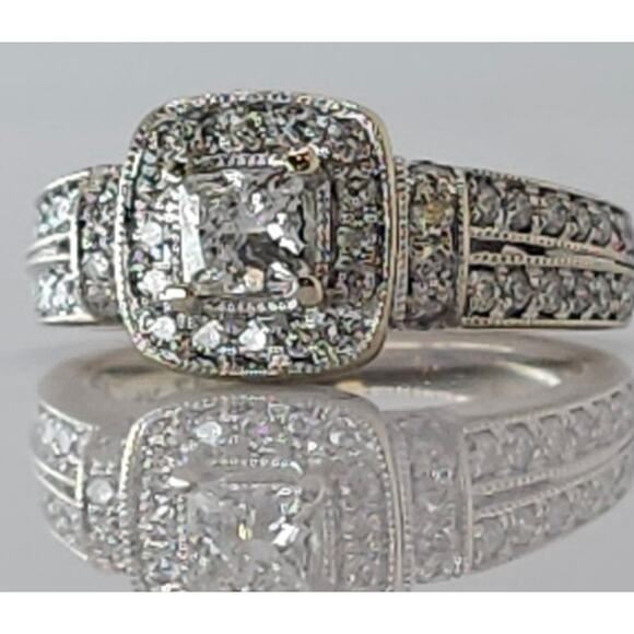 14k White Gold, Princess Cut, Wedding Ring, Size 5 - Picture 1 of 8